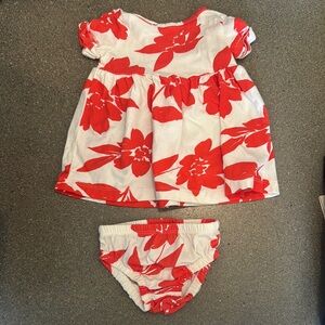 Carter's Red and White Casual Dress with Floral Print